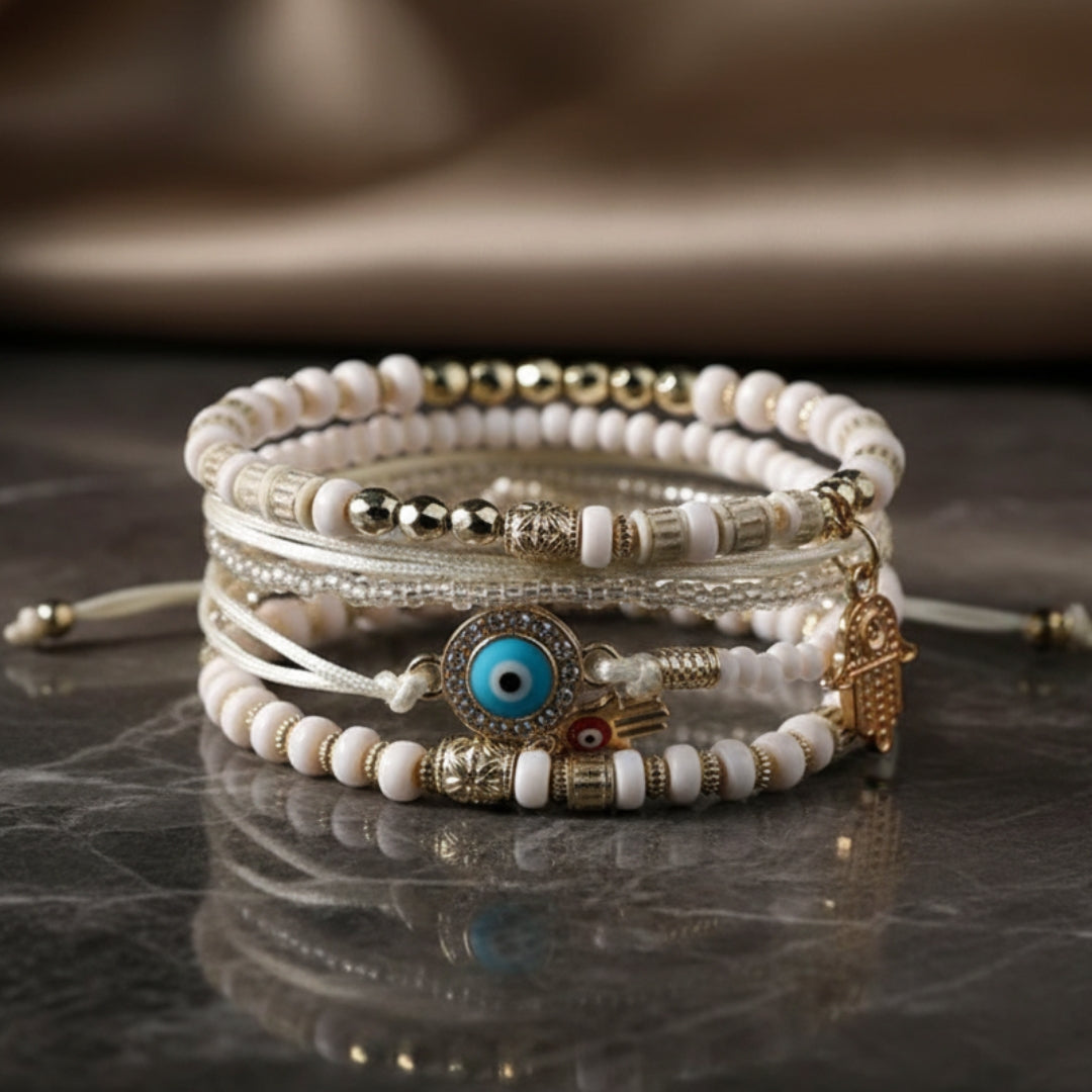 Raquel | Hamsa Charm Bracelet Set