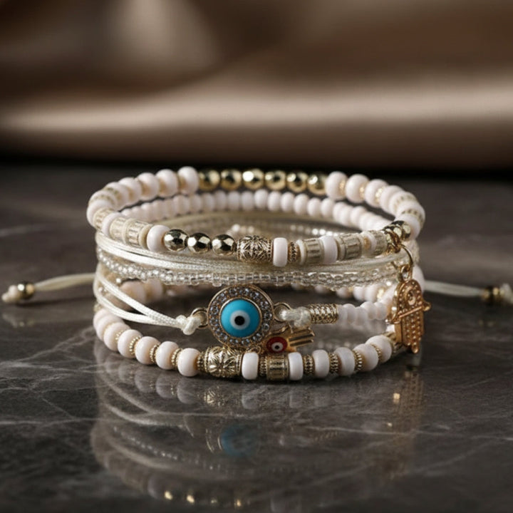 Raquel | Hamsa Charm Bracelet Set