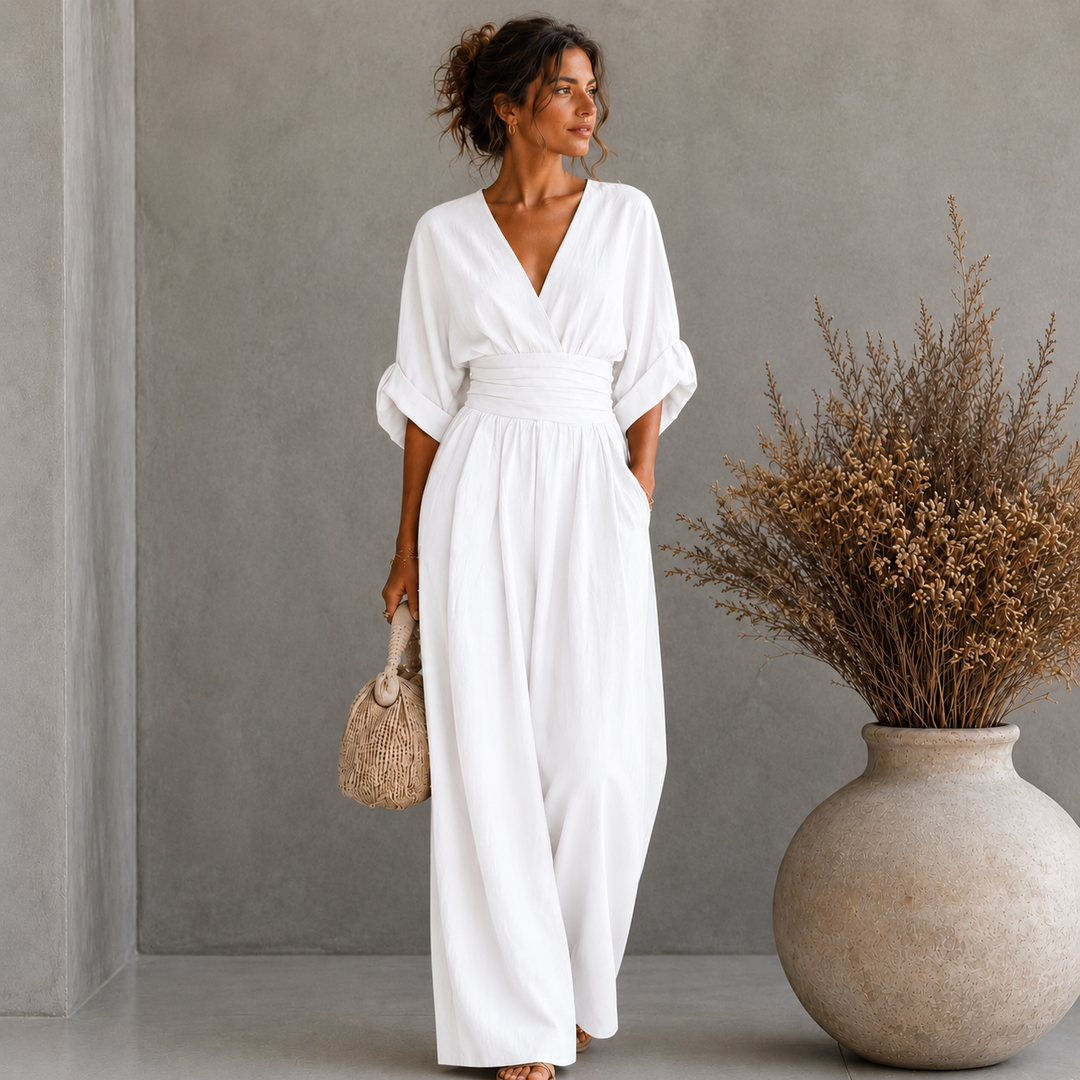 Daniela - Elegant V-neck Jumpsuit with Wide Leg