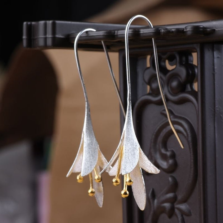 Ruby | Sterling Silver Floral Earrings