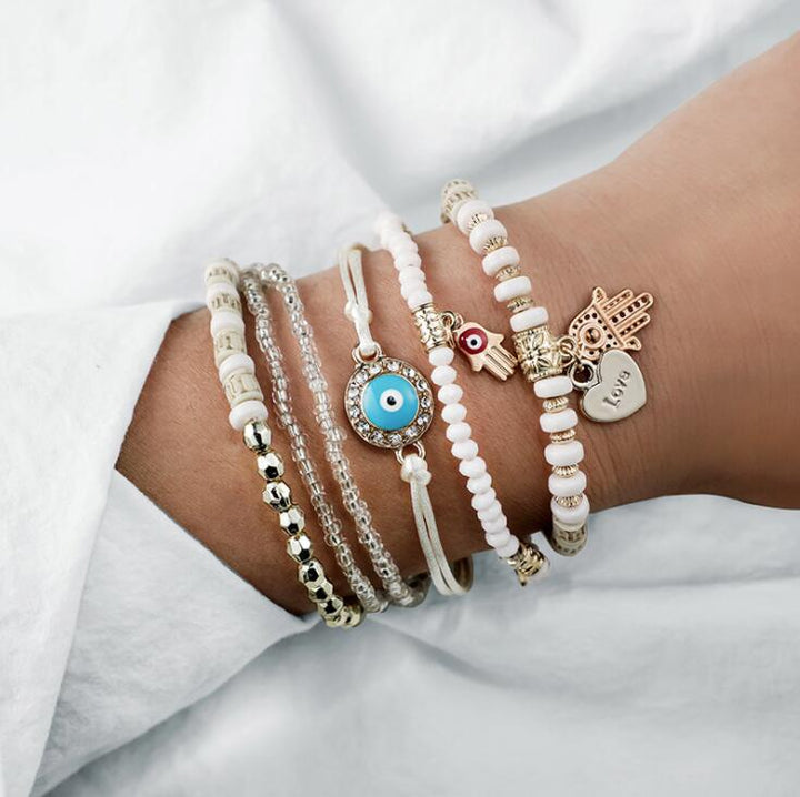 Raquel | Hamsa Charm Bracelet Set