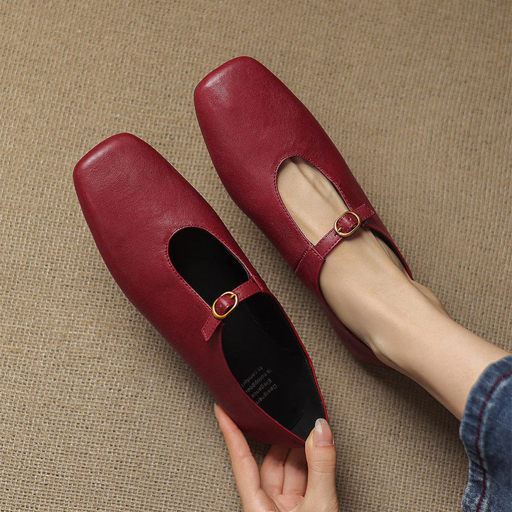 Nellie™ | High-Vamp Leather Mary Jane Flats