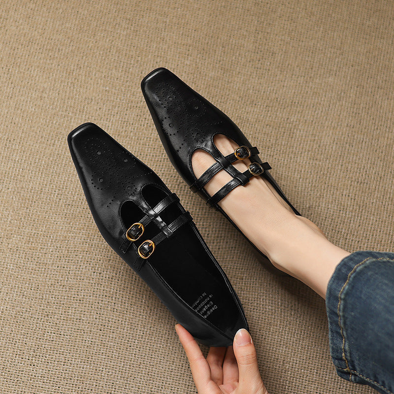 Lacey™ | Brogue Double-Strap Wedge Mary Janes