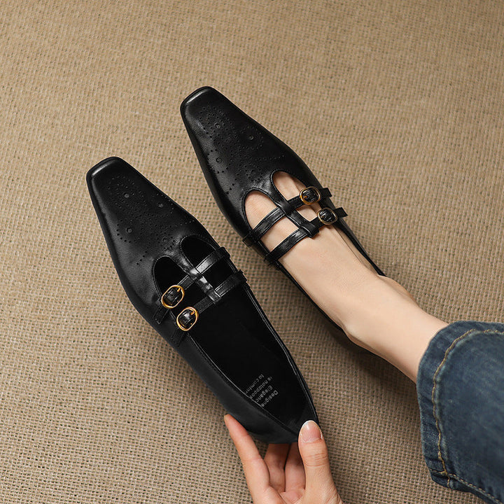 Lacey™ | Brogue Double-Strap Wedge Mary Janes