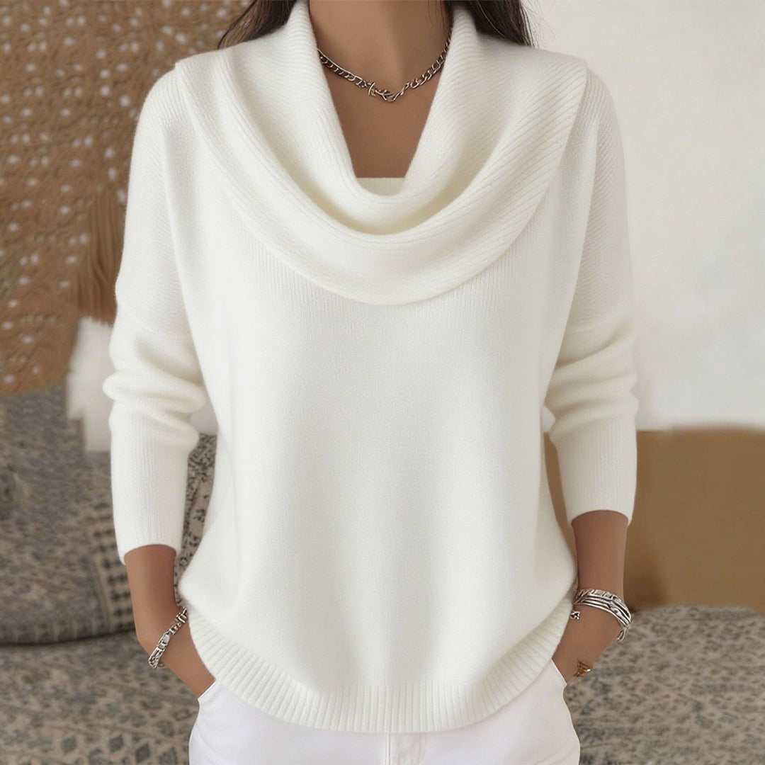 Faye™ | Draped Cowl Neck Sweater
