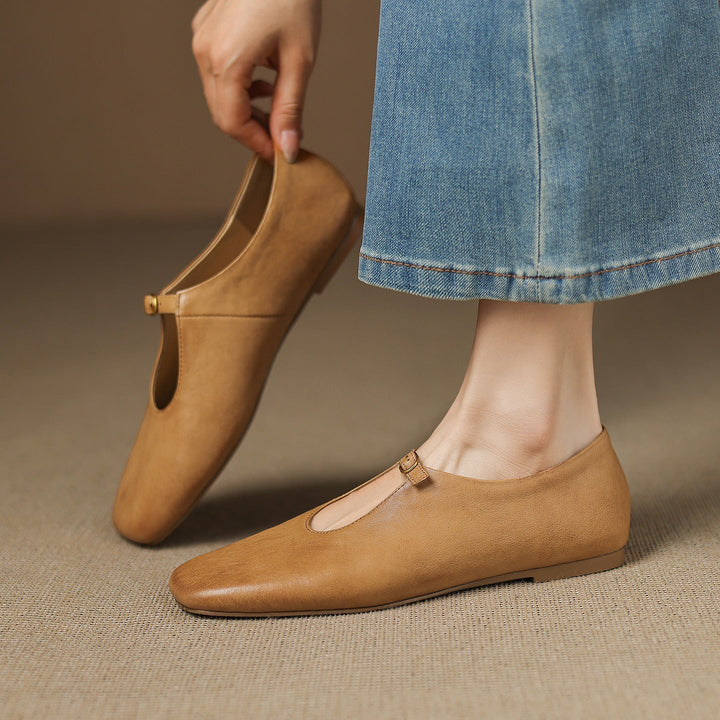 Nellie™ | High-Vamp Leather Mary Jane Flats