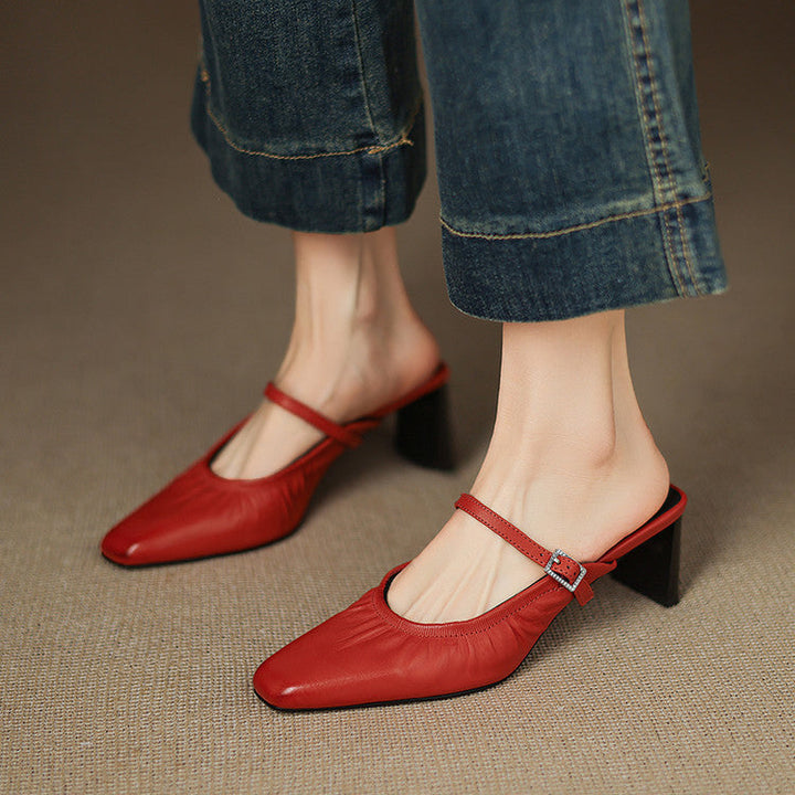 Remi™ | Ruched Square-Toe Mary Jane Mules