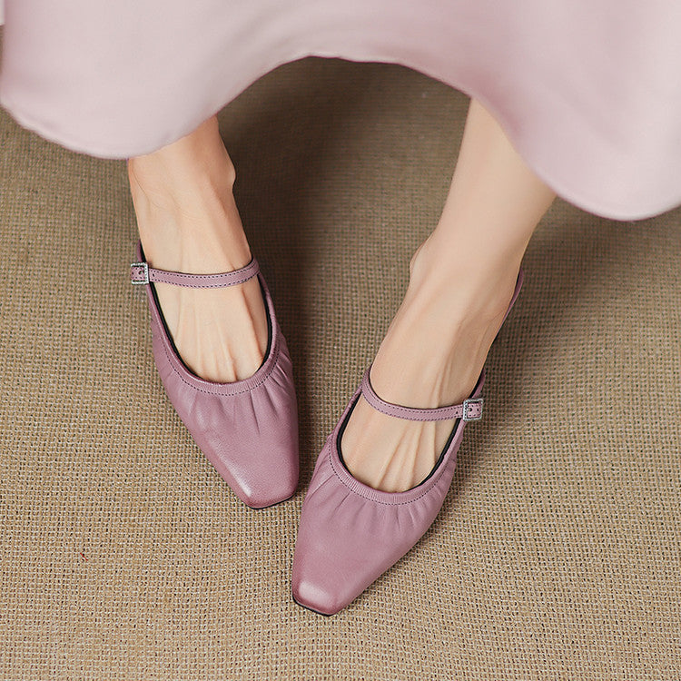 Remi™ | Ruched Square-Toe Mary Jane Mules