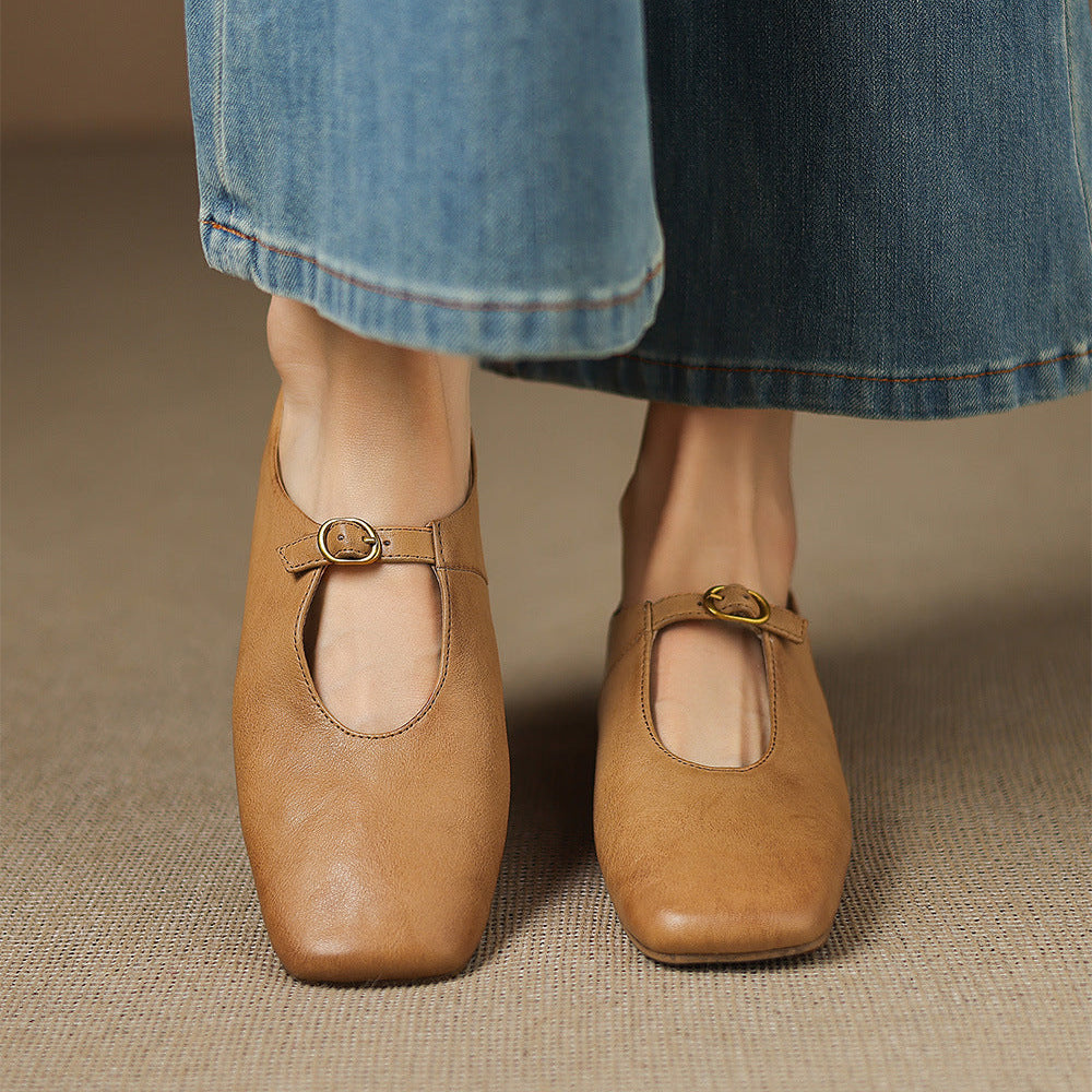Nellie™ | High-Vamp Leather Mary Jane Flats