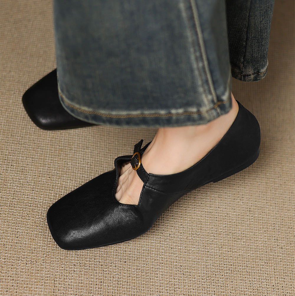 Nellie™ | High-Vamp Leather Mary Jane Flats
