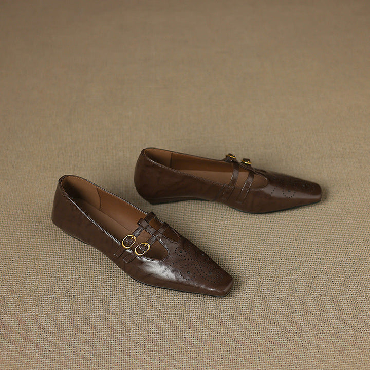 Lacey™ | Brogue Double-Strap Wedge Mary Janes
