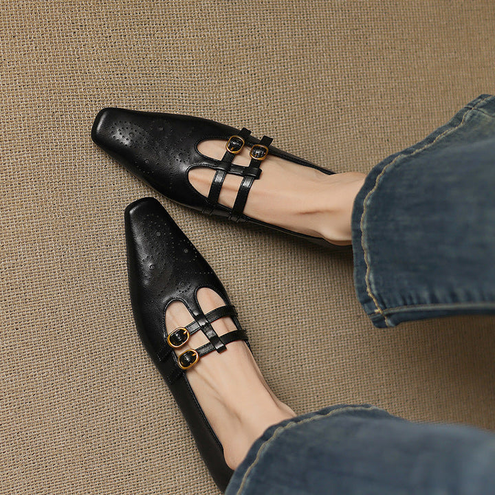 Lacey™ | Brogue Double-Strap Wedge Mary Janes