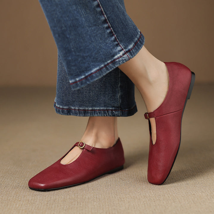Nellie™ | High-Vamp Leather Mary Jane Flats