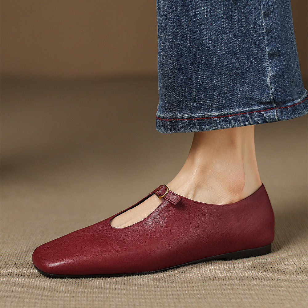 Nellie™ | High-Vamp Leather Mary Jane Flats