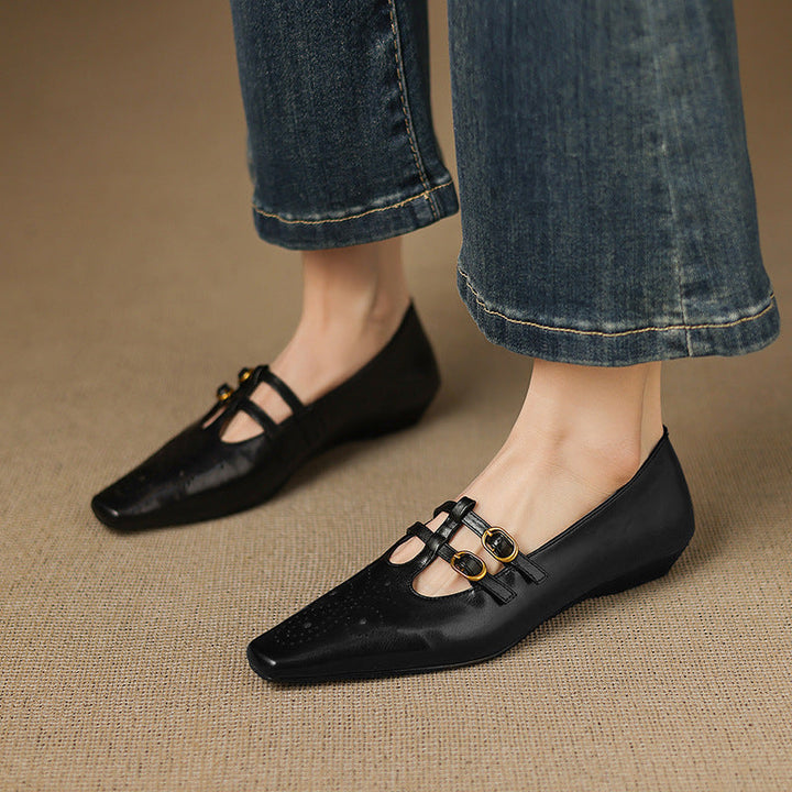 Lacey™ | Brogue Double-Strap Wedge Mary Janes