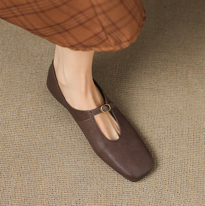 Nellie™ | High-Vamp Leather Mary Jane Flats