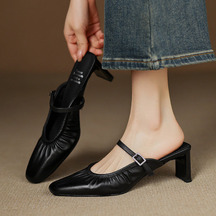 Remi™ | Ruched Square-Toe Mary Jane Mules
