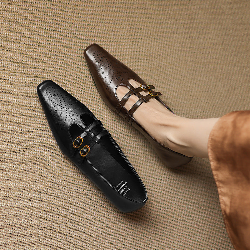 Lacey™ | Brogue Double-Strap Wedge Mary Janes