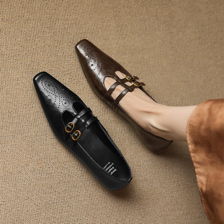 Lacey™ | Brogue Double-Strap Wedge Mary Janes