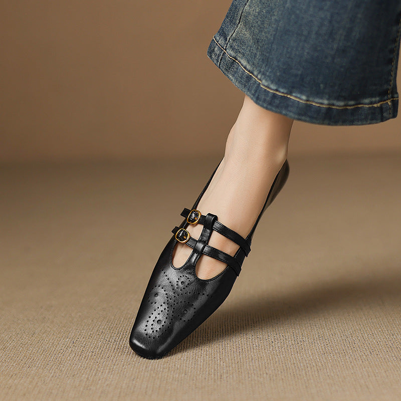 Lacey™ | Brogue Double-Strap Wedge Mary Janes