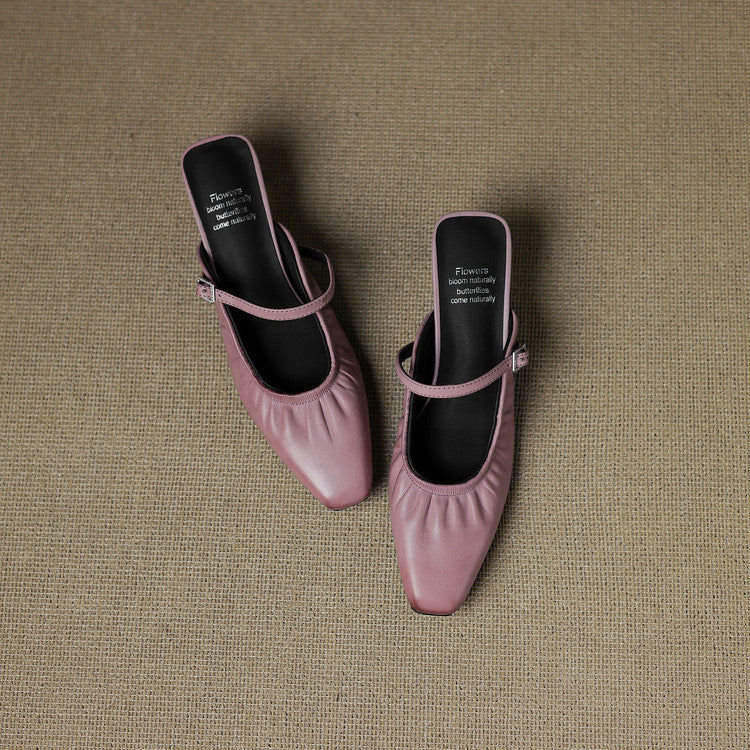 Remi™ | Ruched Square-Toe Mary Jane Mules