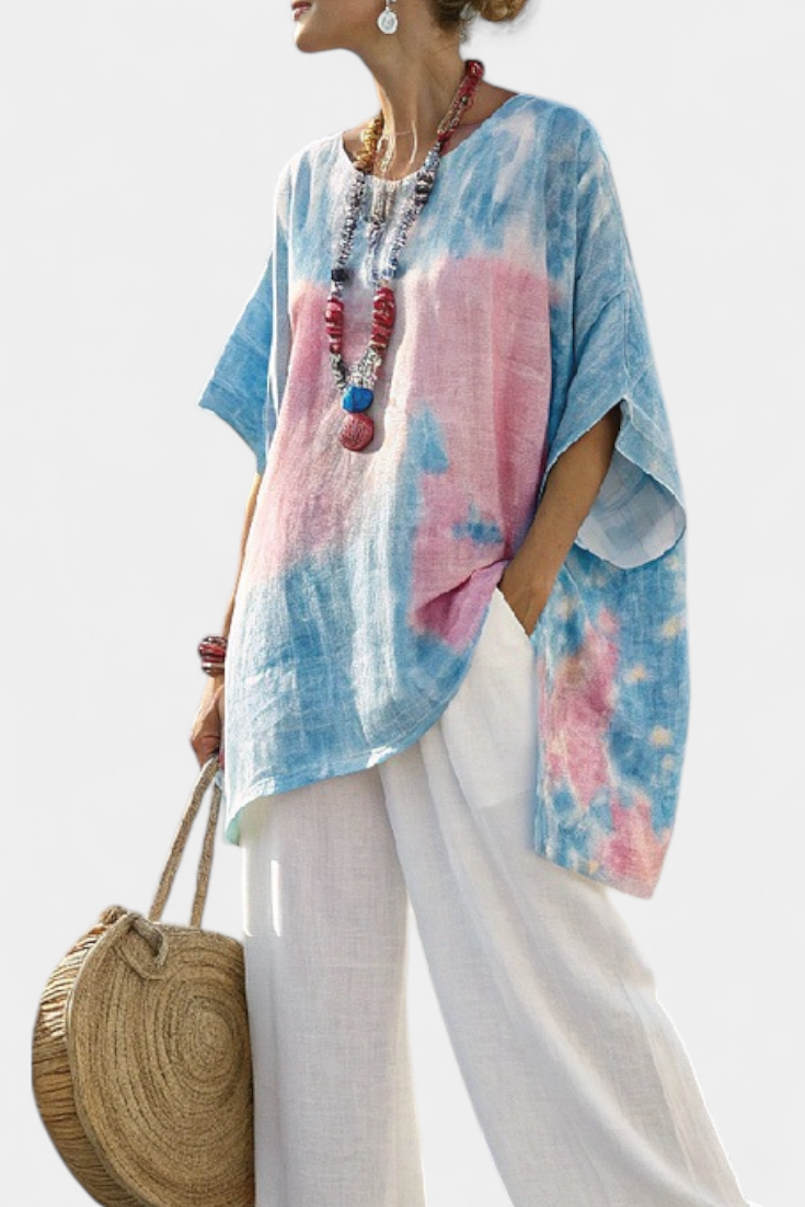 Chloe | Essential Linen Top and Bamboo Striped Pants Set