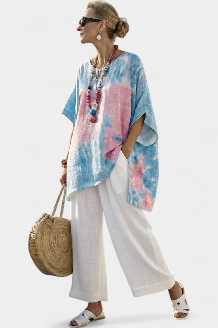 Chloe | Essential Linen Top and Bamboo Striped Pants Set