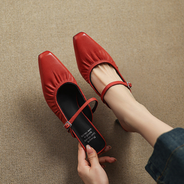 Remi™ | Ruched Square-Toe Mary Jane Mules