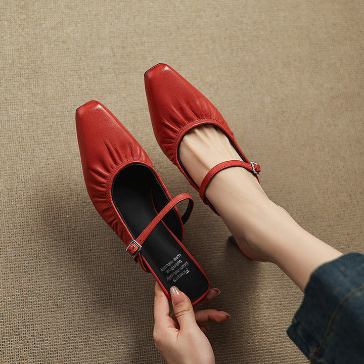 Remi™ | Ruched Square-Toe Mary Jane Mules