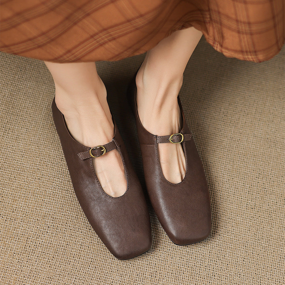 Nellie™ | High-Vamp Leather Mary Jane Flats