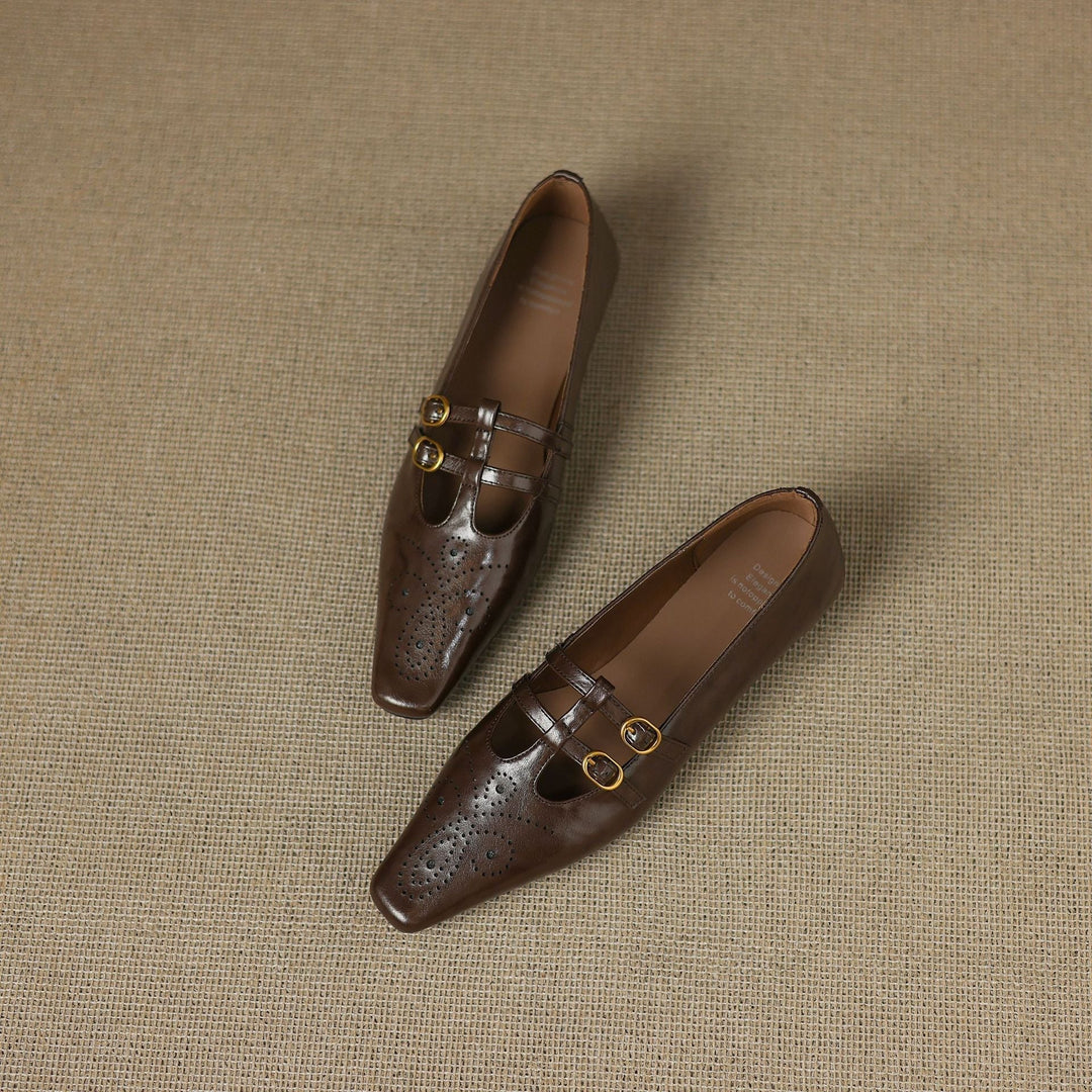 Lacey™ | Brogue Double-Strap Wedge Mary Janes