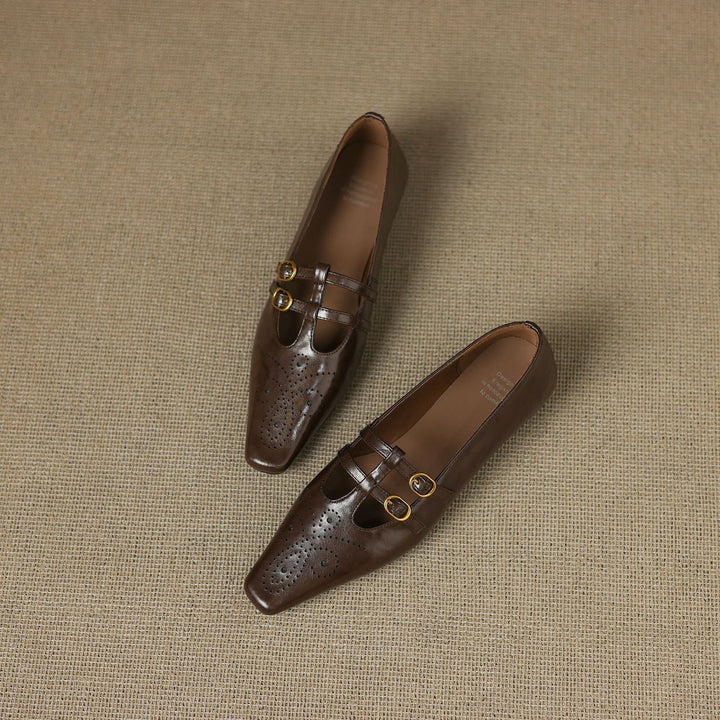 Lacey™ | Brogue Double-Strap Wedge Mary Janes