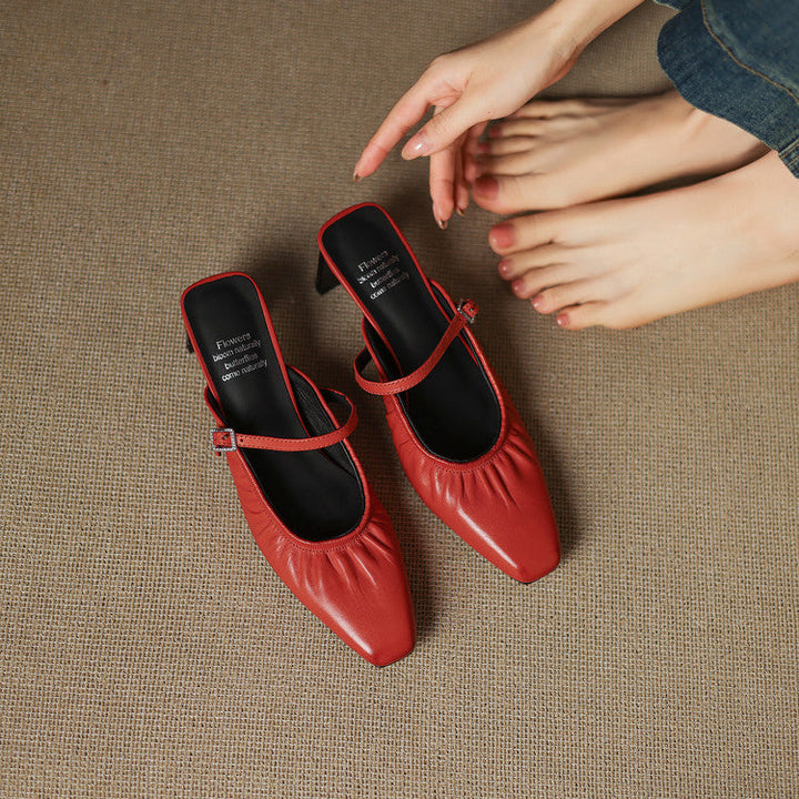 Remi™ | Ruched Square-Toe Mary Jane Mules