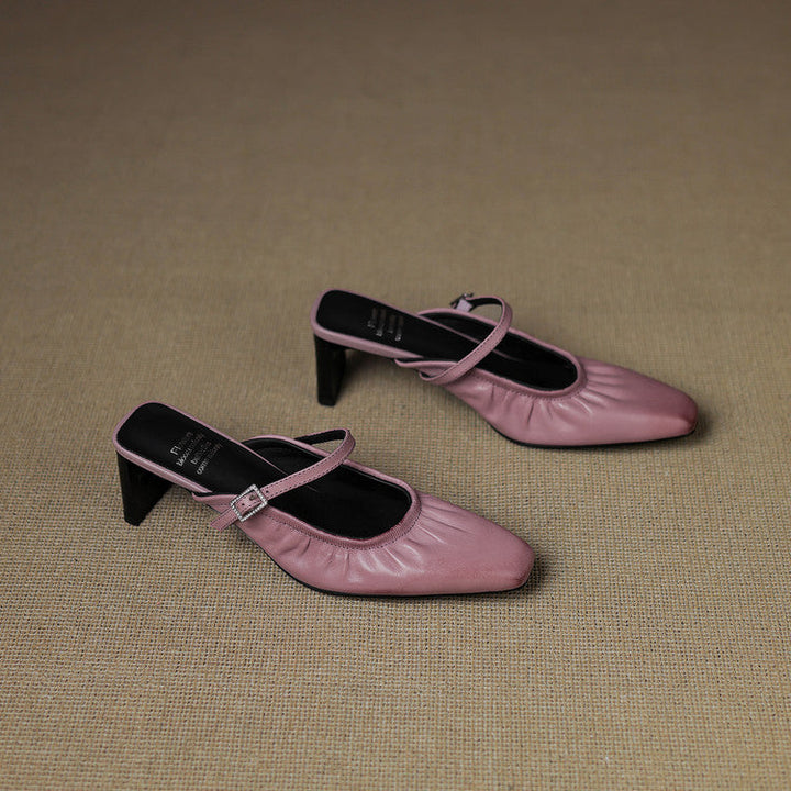 Remi™ | Ruched Square-Toe Mary Jane Mules