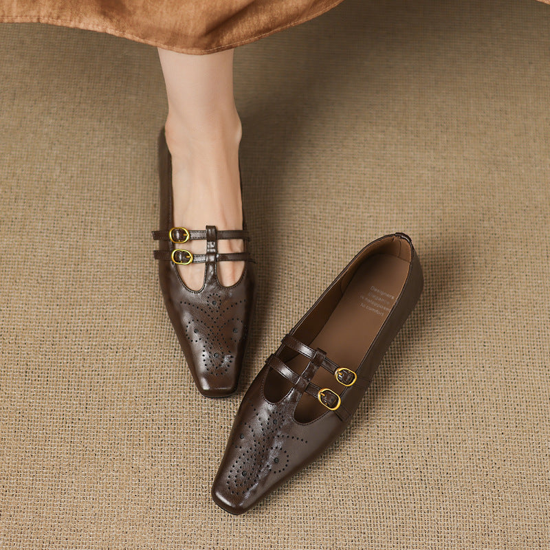 Lacey™ | Brogue Double-Strap Wedge Mary Janes