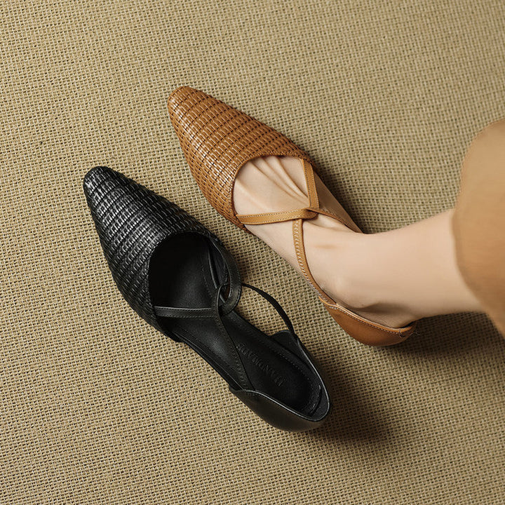 Zelda™ | Woven T-Strap Pointed-Toe Pumps