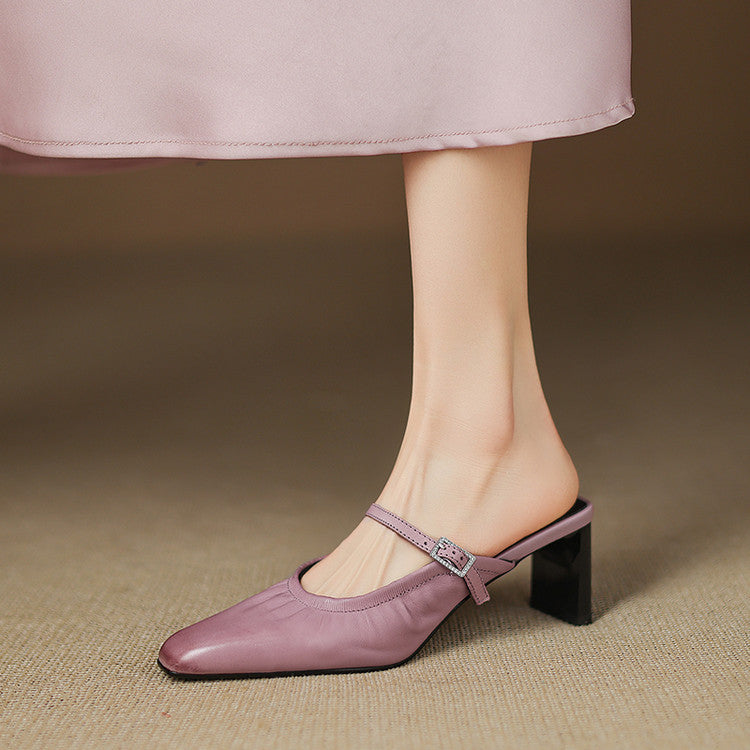 Remi™ | Ruched Square-Toe Mary Jane Mules