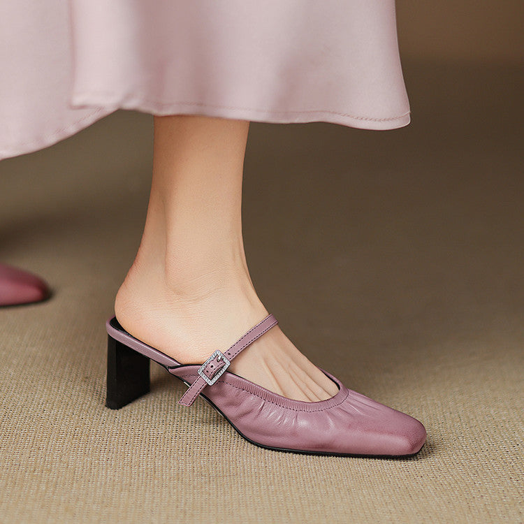 Remi™ | Ruched Square-Toe Mary Jane Mules