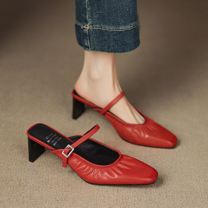Remi™ | Ruched Square-Toe Mary Jane Mules
