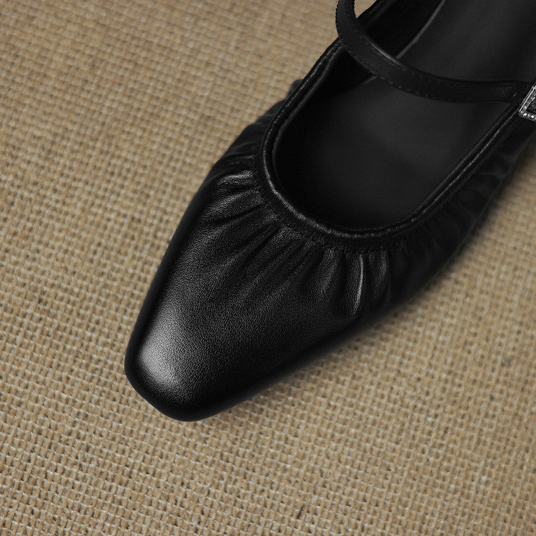 Remi™ | Ruched Square-Toe Mary Jane Mules