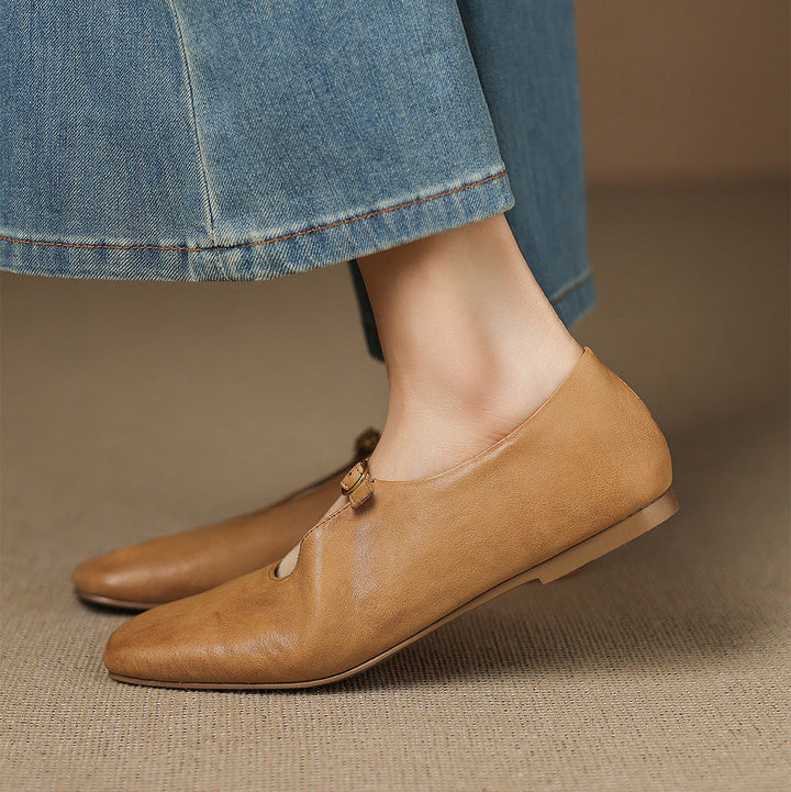 Nellie™ | High-Vamp Leather Mary Jane Flats