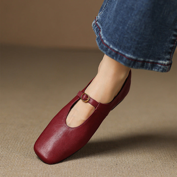Nellie™ | High-Vamp Leather Mary Jane Flats