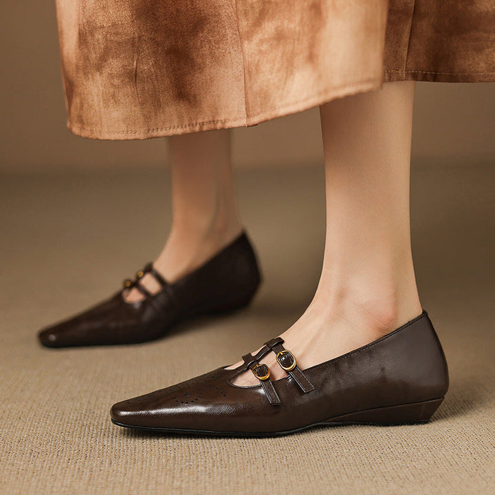 Lacey™ | Brogue Double-Strap Wedge Mary Janes