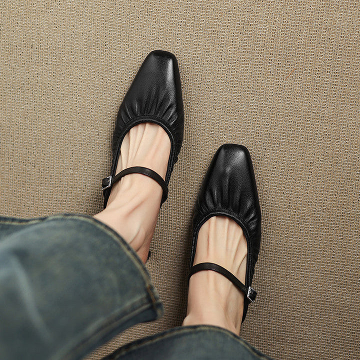 Remi™ | Ruched Square-Toe Mary Jane Mules