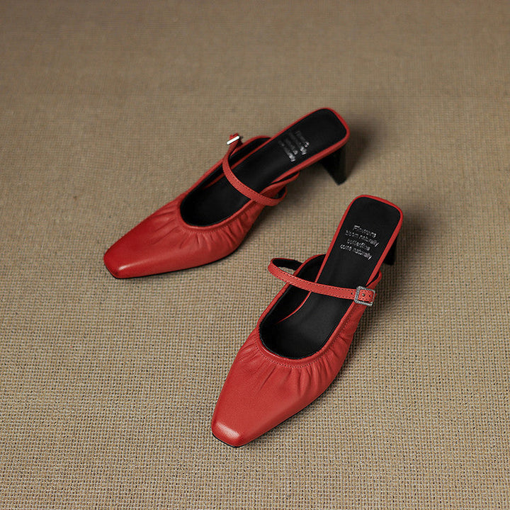 Remi™ | Ruched Square-Toe Mary Jane Mules