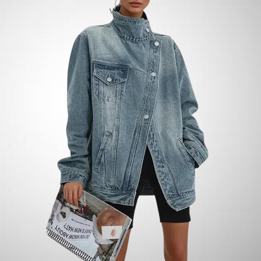 Nora | Asymmetric City Jacket with Button Detail