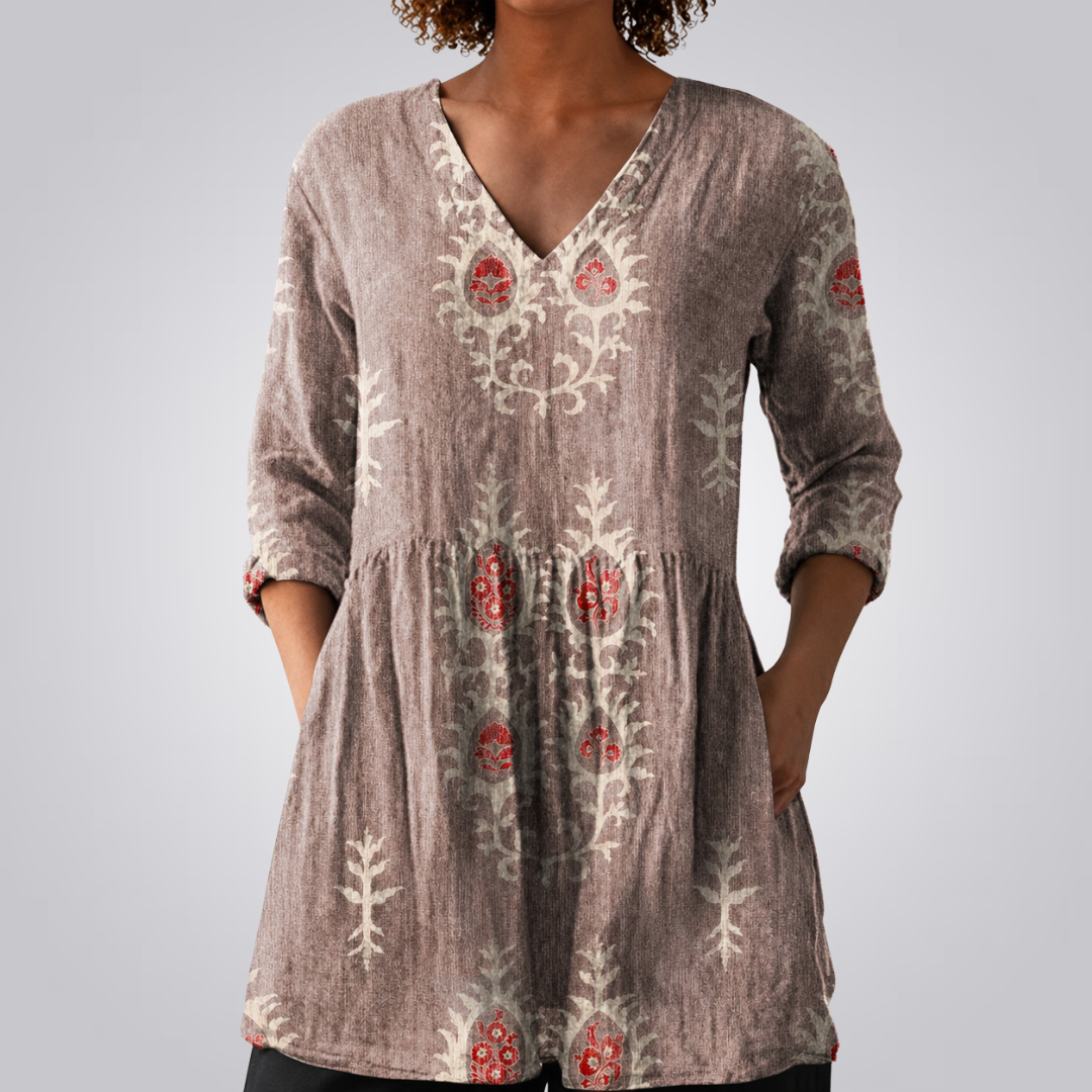 Presley™  | Long Blouse with V-Neck