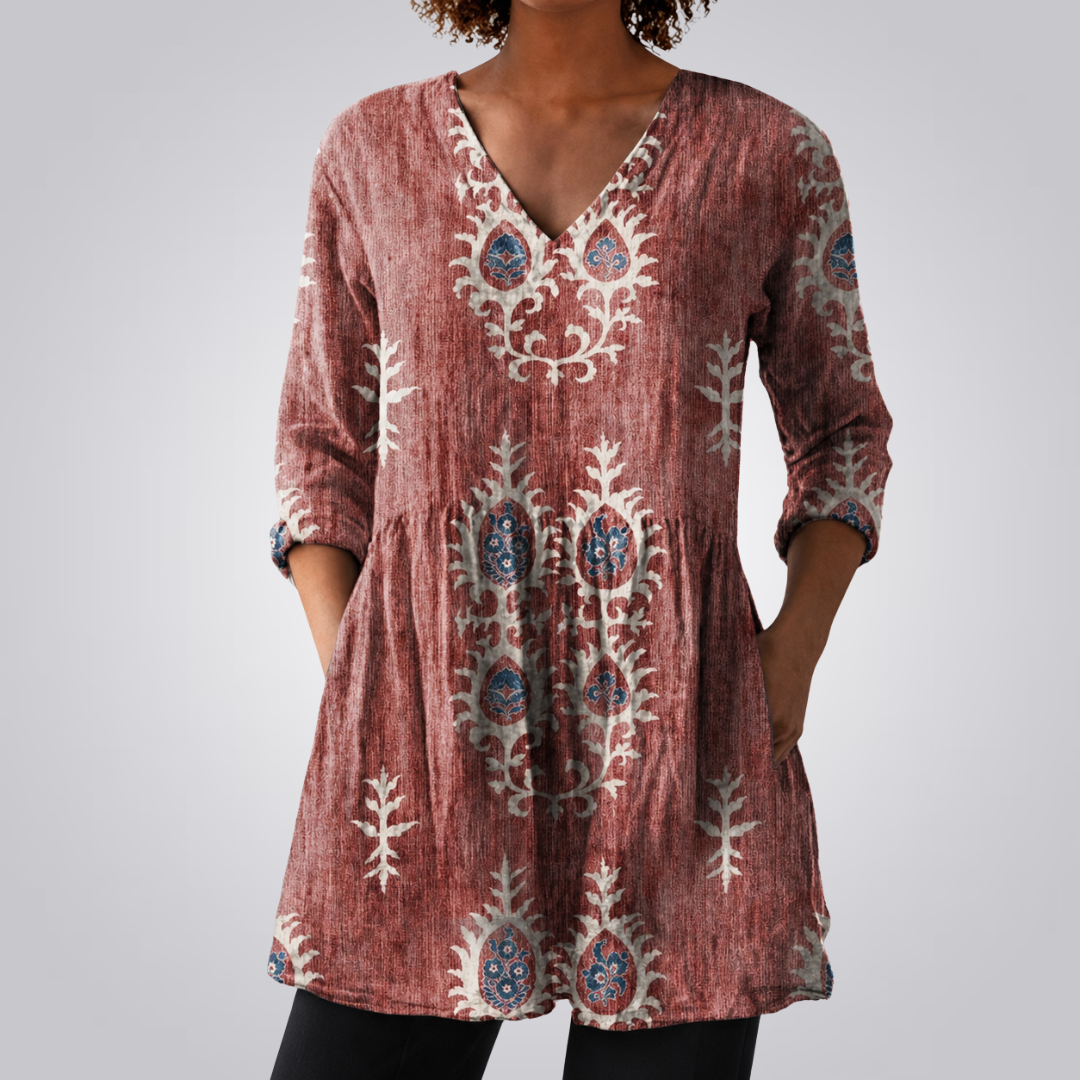 Presley™  | Long Blouse with V-Neck