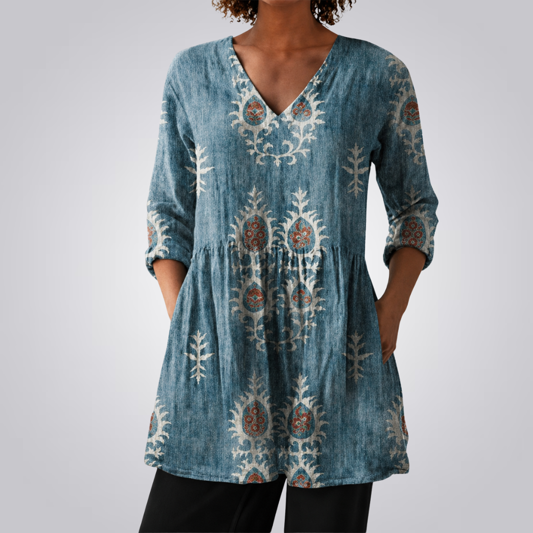 Presley™  | Long Blouse with V-Neck