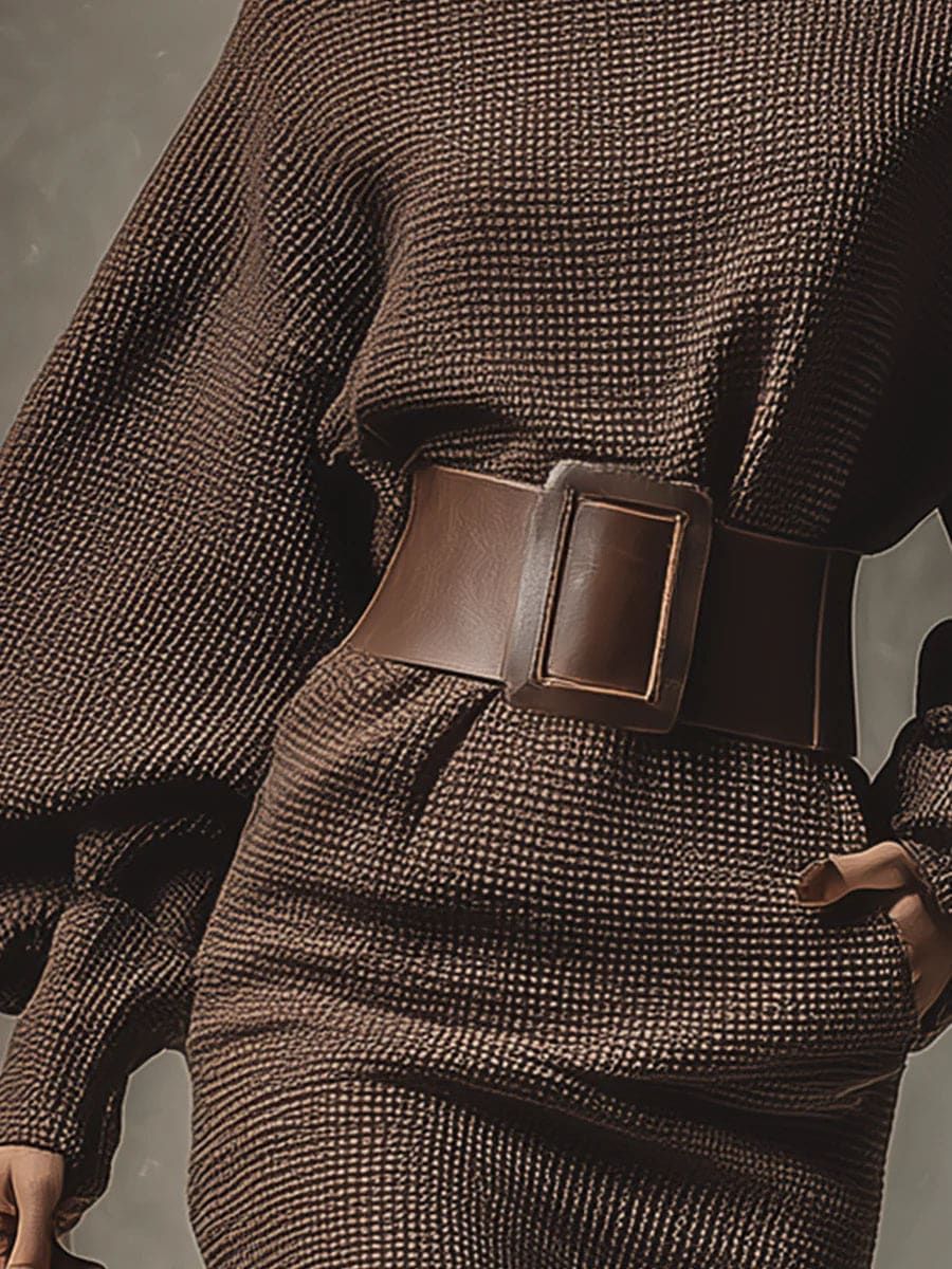 Caroline  | Short Knit Dress with Structured Belt